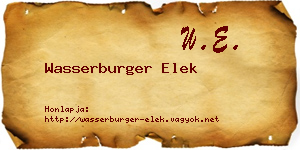 Wasserburger Elek névjegykártya